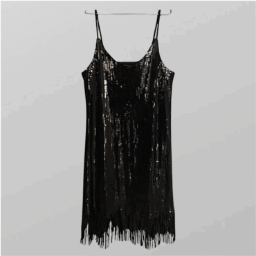 עם טיקט! שמלת ערב פאייטים לייקרה עם פרנזים בסיומת מידה 38 של RENUAR