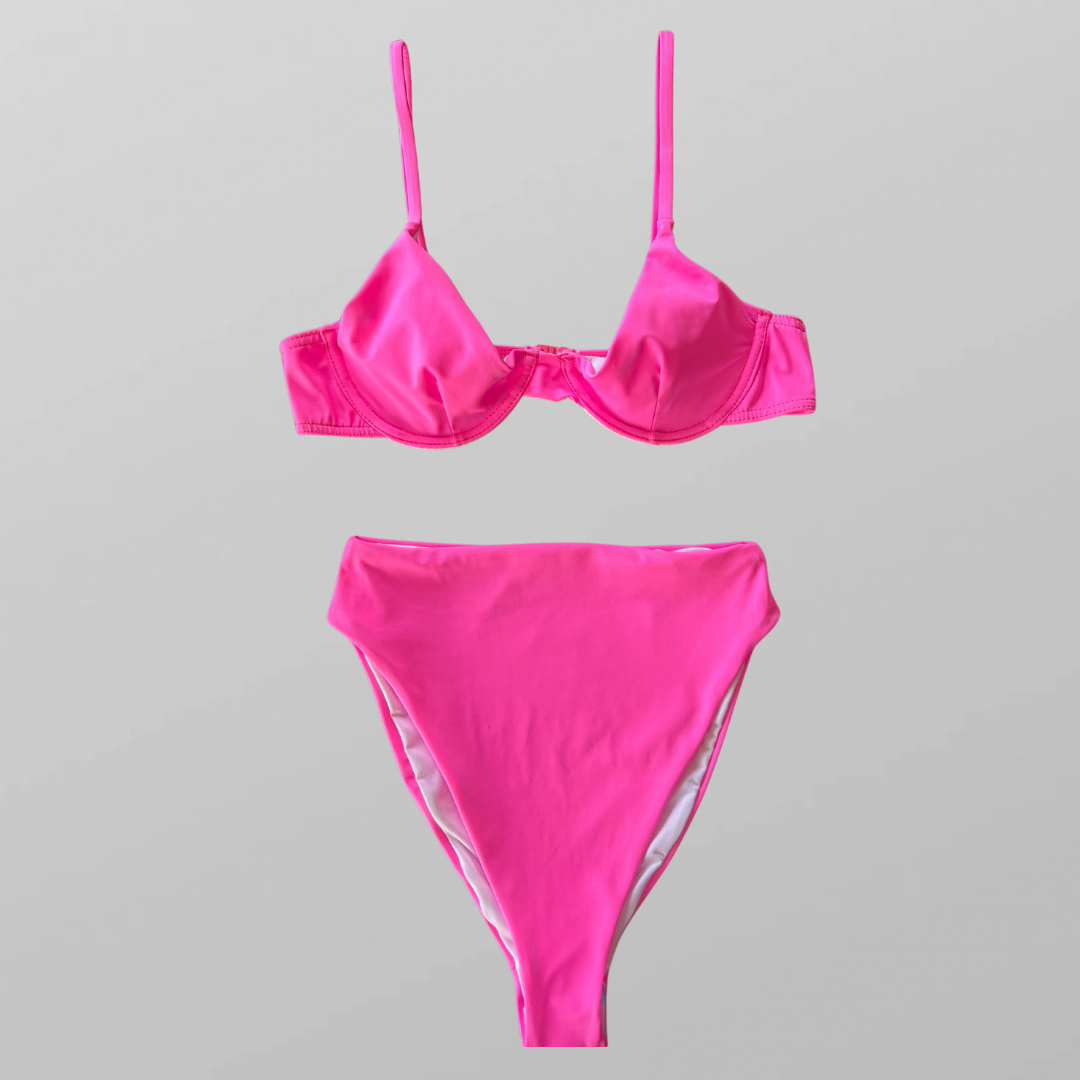 עם טיקט! בגד ים ביקיני ASOS ורוד בגזרה גבוהה XS