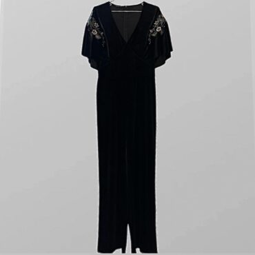 אוברול קטיפה ארוך עם רקמה לערב מידה 40 RENUAR