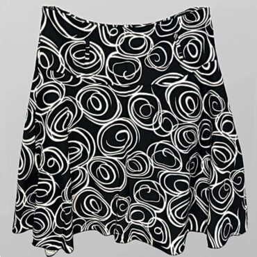 חצאית מידי בהדפס שחור לבן בד איכותי מידה 44 ORIYA