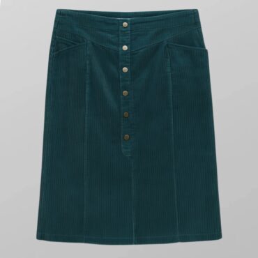 חצאית מידי קורדורוי עם כפתורים בצבע טורקיז כהה מידה