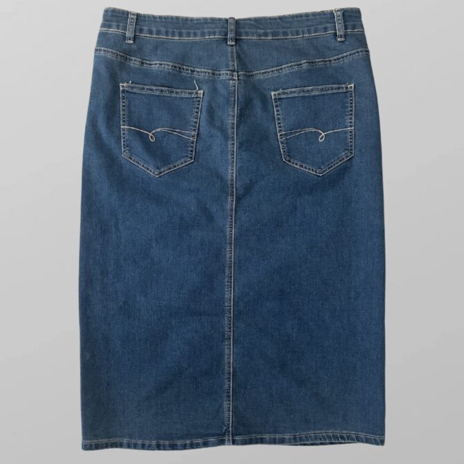 ⁦חצאית מידי ג׳ינס לייקרה כחולה מידה 44 Pink Jeans⁩ – תמונה ⁦3⁩