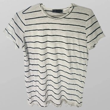 טישרט לבנה פסים שחורים דקיקה ונעימה מידה M