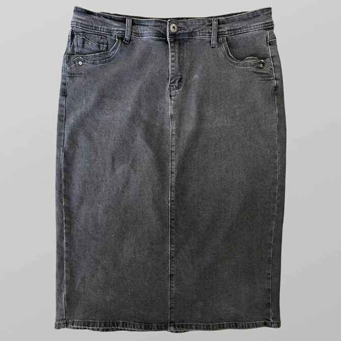 חצאית מידי ג׳ינס לייקרה אפורה מידה 44 Pink Jeans