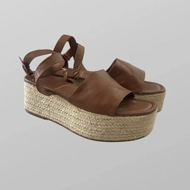 סנדלי חומות 100% עור בשילוב פלטפורמה אספדריל מידה 38 של Zara