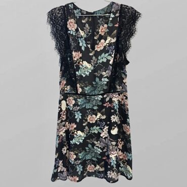 שמלה פרחונית אלגנטית בשילוב תחרה מידה 40 RENUAR