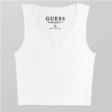 גופיה לייקרה לבנה בטקסטורת ריב של Guess מידהXS-S