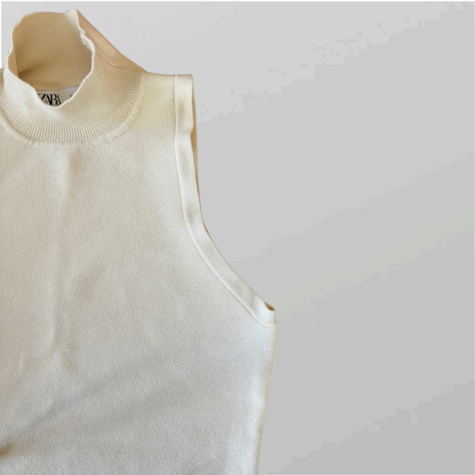 ⁦גופיית סריג קרם צווארון גבוה מידה S של Zara⁩ – תמונה ⁦2⁩