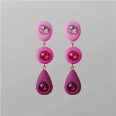 עגילי רטרו ורודים עם סגול