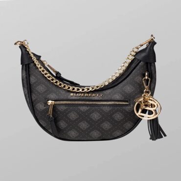 עם טיקט! תיק דמוי עור חצי ירח בשילוב שרשרת קצרה ורצועה ארוכה של BLUEBERTY