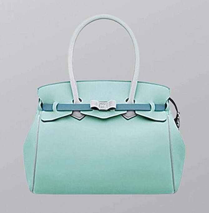 חדש! תיק כתף/יד תכלת עם לבן של המותג SAVE MY BAG