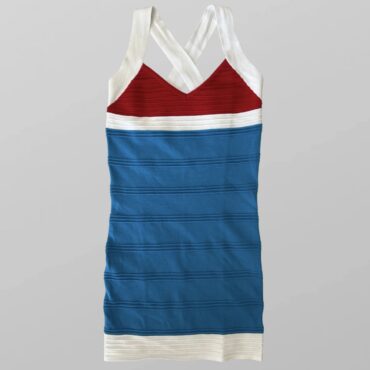 חדשה! שמלת סריג מיני לייקרה כחול אדום לבן לייקרה מידה M של Bershka