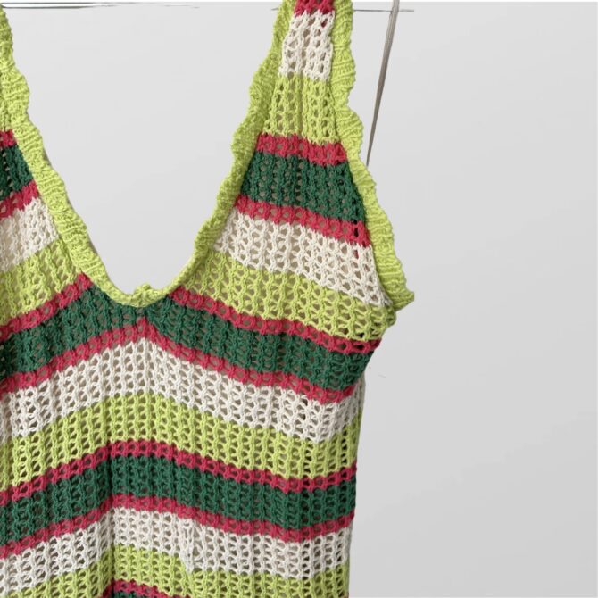 ⁦Bershka עם טיקט! שמלה סרוגה צבעונית בסגנון משולשים קולר מידה M⁩ – תמונה ⁦2⁩
