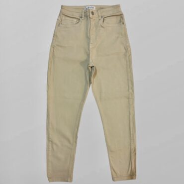 YANGA ג׳ינס לייקרה קרופ בצבע בגזרה גבוהה צבע קרם מוקה - מידה 24