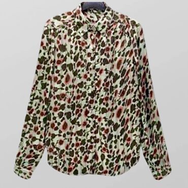 Dikla Kedem עם טיקט! חולצת שיפון שקפקפה מכופתרת מודפסת עם נגיעות פסי זהב עדינים מאוד!  מידה 44עם טיקט! חולצת שיפון  של