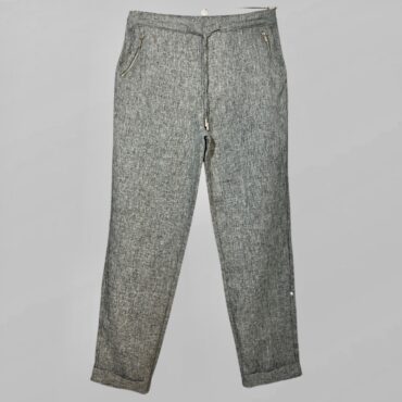 RENUAR מכנסיים קלילים מבד מחוייט וגומי במותן בצבע אפור מידה 38