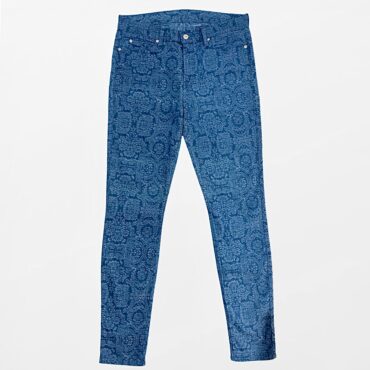 For All KindMan ג׳ינס סקיני לייקרה גזרה גבוהה עם פרינט תחרה לבן מידה 42