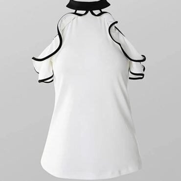 חולצה לבנה אלגנטית עם כתפיים שמוטות מידה L