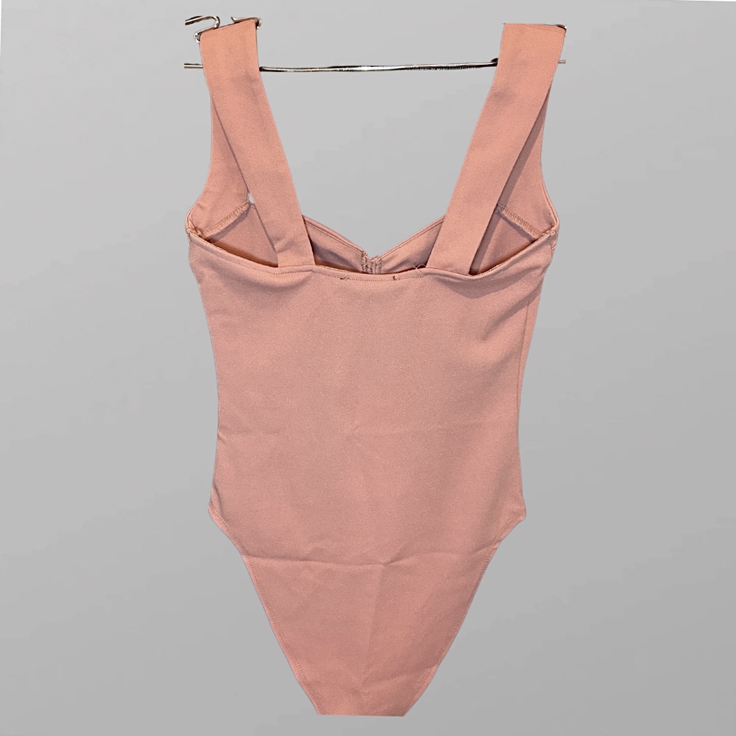 עם טיקט! בגד גוף אלגנטי בסגנון מחוך בצבע ורוד אפרסק מידה S של Zara – תמונה 3