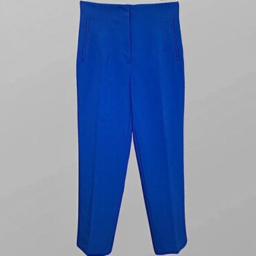 ZARA מכנסיים מחויטים בגזרה גבוהה בכחול רויאל מידה 28