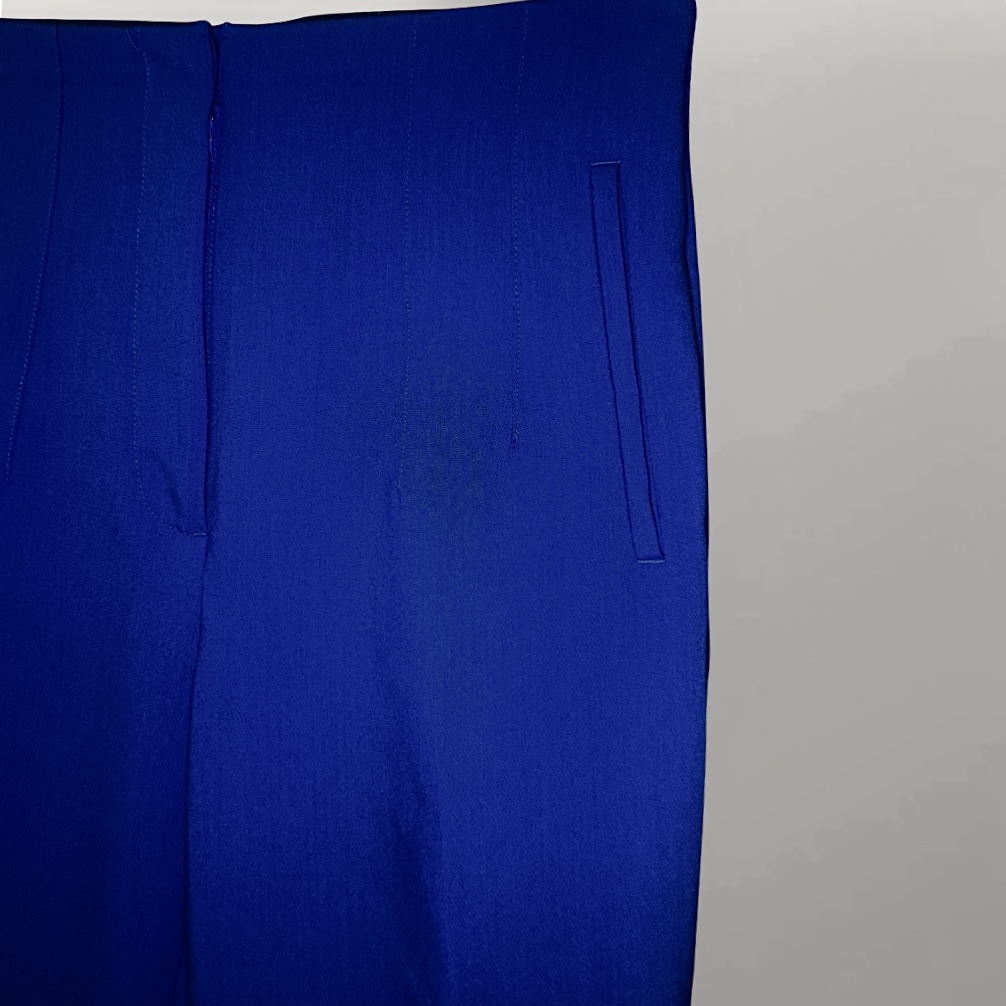 ZARA מכנסיים מחויטים בגזרה גבוהה בכחול רויאל מידה 28 – תמונה 2