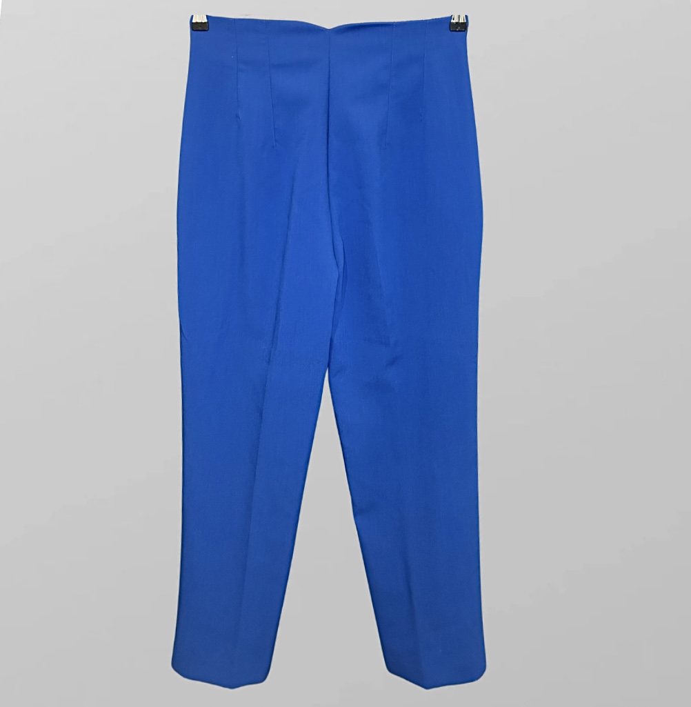 ZARA מכנסיים מחויטים בגזרה גבוהה בכחול רויאל מידה 28 – תמונה 3