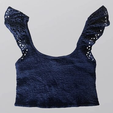 H&M גופיית כיווצים כחולה עם מלמלות מידה M