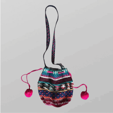 CASTRO תיק צבעוני סרוג בסגנון שק עם רצוע ארוכה