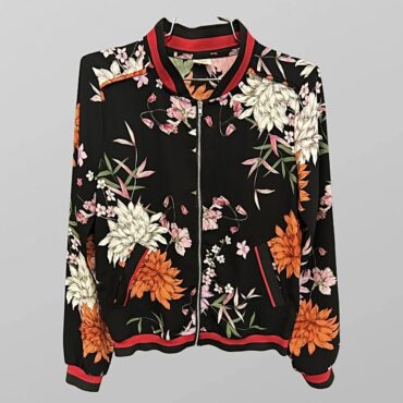 CASTRO ג׳קט פרחוני דקיק עם מנג׳ט בסיומת מידה 36