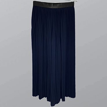 ZARA מכנסי פליסה רחבים בסגנון חצאית כחולים אלגנטים 7/8 עם גומי במותן מידה S