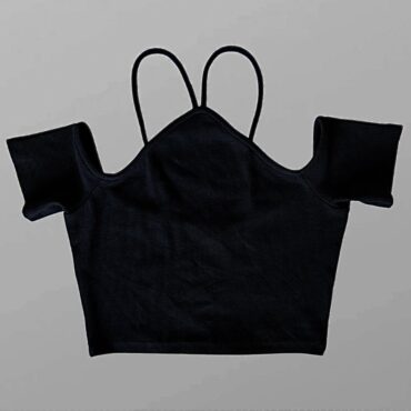 ZARA חולצת קרופ אוף שולדרס ריב חדשה!  בשילוב קולר! מידה M