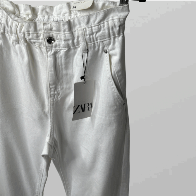 ⁦ZARA עם טיקט! ג׳ינס לבן גומי במותן בגזרה גבוהה!  מידה 24⁩ – תמונה ⁦2⁩