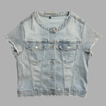 אריסטו שמט מידה 38 חולצת ג׳ינס ג׳קט מכופתרת בסגנון רטרו