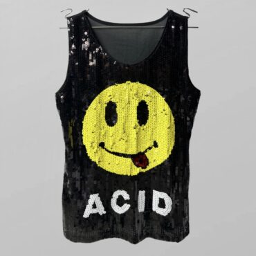 גופיית פאייטים שחורה סמיילי לייקרה מיוחדת מידה M