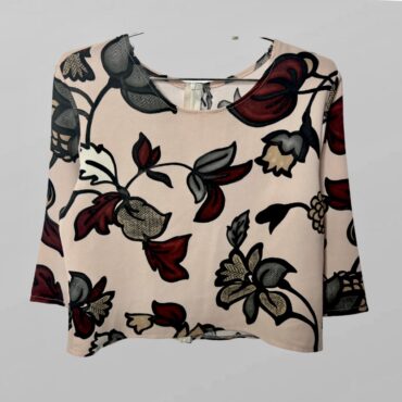 חולצה אלגנטית פודרה פרחונית מבד מחויט מידה 42