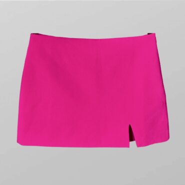 ZARA חצאית מיני ורודה אלגנטית עם שסע מידה M