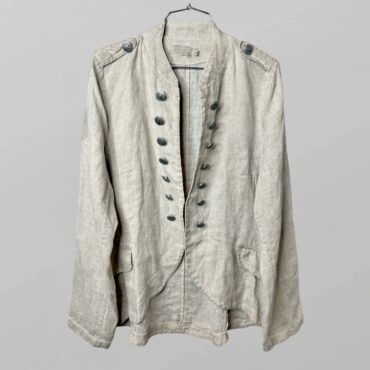 Klasiks עליונית 100% פשתן בסגנון ג׳קט צבאי בצבע אבן מידה XL