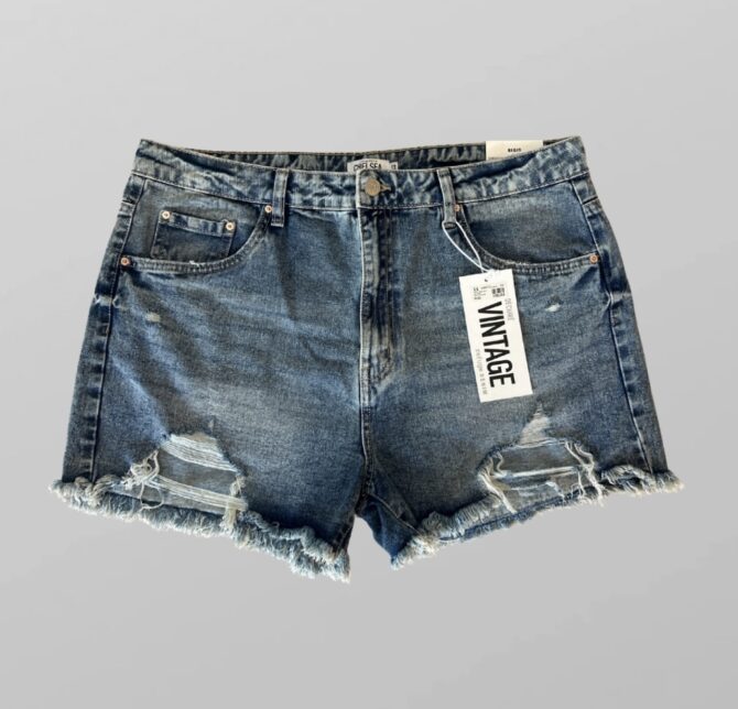 Refuge denim עם טיקט ג׳ינס קצרים גזרה גבוהה מידה 44