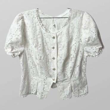 Vintage חולצת קרושה כפתורי פנינה בגזרת פפלום קלה מידה M-L