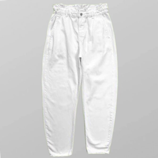 ZARA עם טיקט! ג׳ינס לבן גומי במותן בגזרה גבוהה!  מידה 24