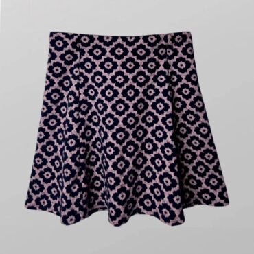 ZARA חצאית מיני סריג ורודה פרחים בטקסטורה עם גומי במותן מידה S