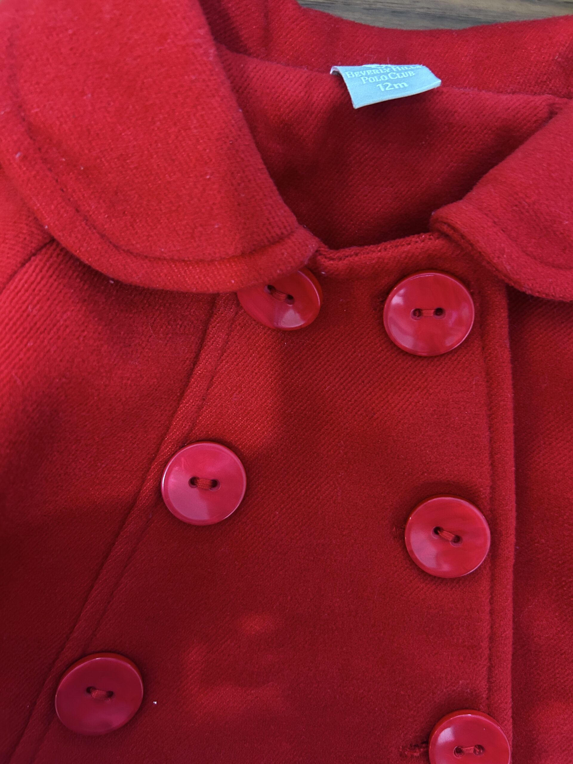Polo Club מעיל אדום מחויט לילדות מידה 12m – תמונה 2