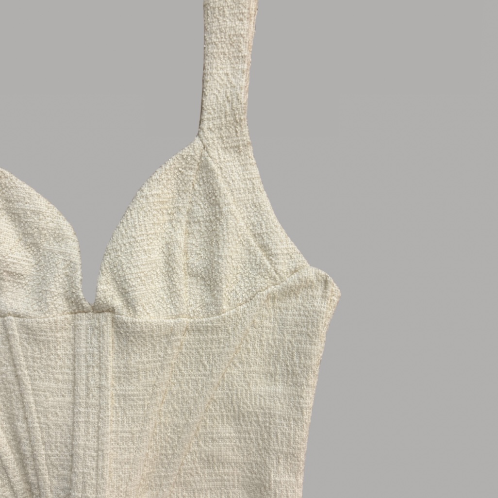 ZARA חדשה! חולצת מחוך אלגנטית עם קרסים ניוד בטקסטורה לייקרה מידה S – תמונה 2