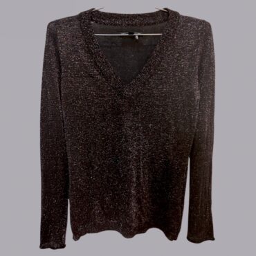 Twentyfourseven סריג דק שחור נצנצים צבעוניים מחשוף v מידה XS