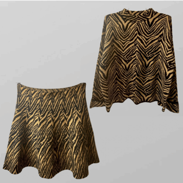 חליפת סריג מנומרת 2 חלקים חצאית וסריג מידה XL