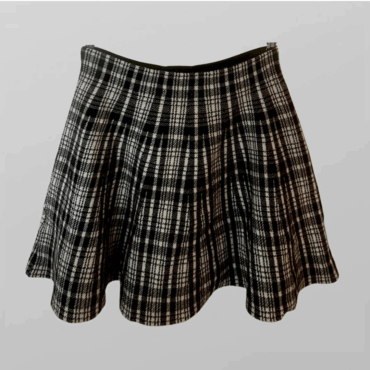 חצאית מיני סריג משובצת שחור לבן עם גומי במותן מידה 44