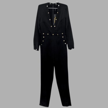 GALITA עם טיקט!אוברול סאטן עם כריות כתפיים, ניטים ומחשוף עמוק! מידה M