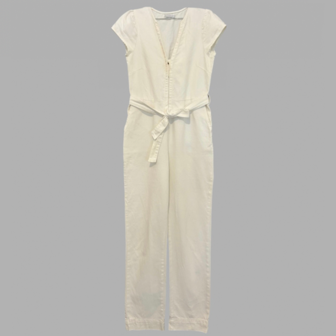 Twentyfourseven אוברול לבן גינס ארוך עם כפתורים לאורך וחגורה תואמת מידה S