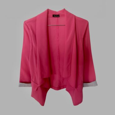 עליונית ורודה מבד דקיק ונשפך סגנון בלייזר פתוח מידה S