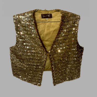 Vintage וסט פאייטים זהב קצר מידה 46